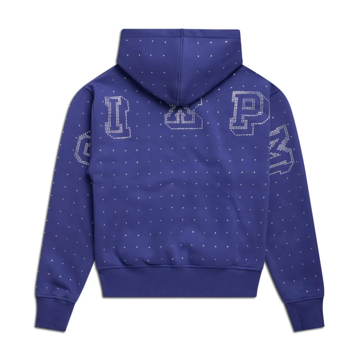 RHINESTONE LETTER ZIP HOODIE BLUE