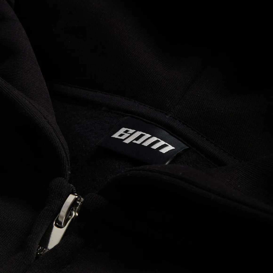 RHINESTONE LETTER ZIP HOODIE BLACK