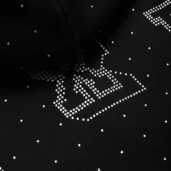 RHINESTONE LETTER ZIP HOODIE BLACK