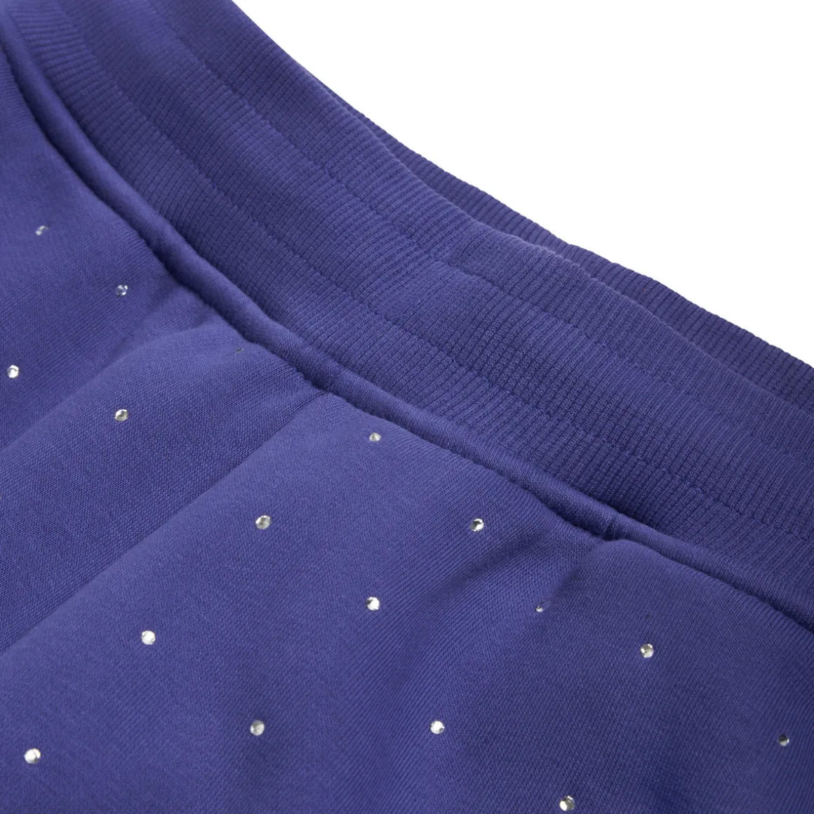 RHINESTONE OPEN LEG JOGGER BLUE