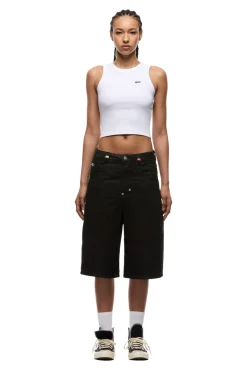 SELVEDGE RAW DENIM SHORTS BLACK