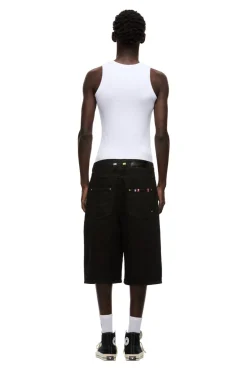SELVEDGE RAW DENIM SHORTS BLACK