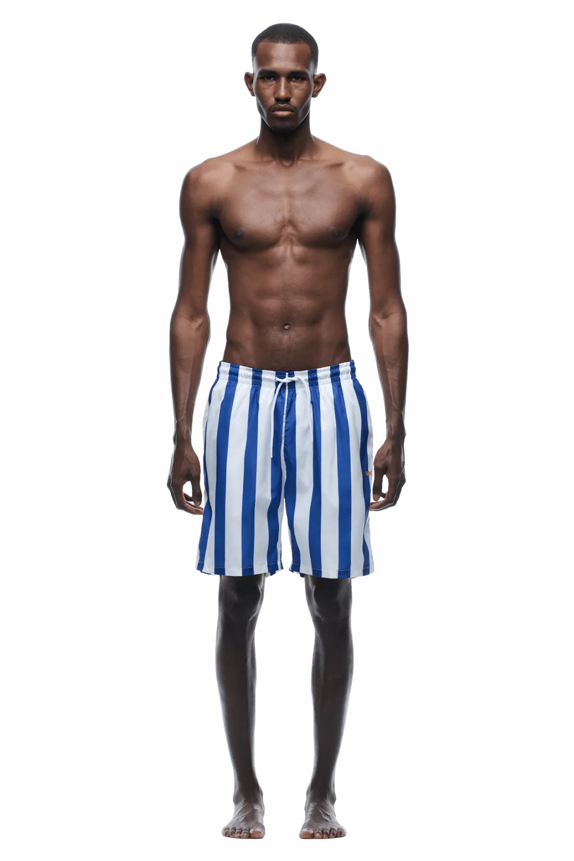 STRIPED SWIM SHORTS WHITE/NAVY