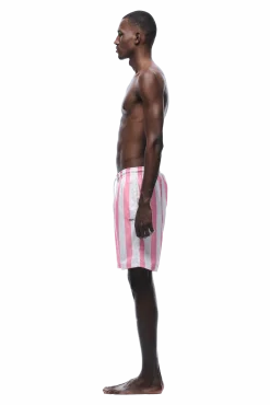 STRIPED SWIM SHORTS WHITE/PINK