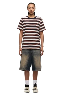 STRIPED TEE BLACK/MANDARIN ORANGE