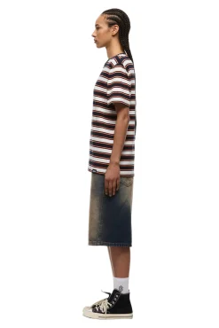 STRIPED TEE BLACK/MANDARIN ORANGE