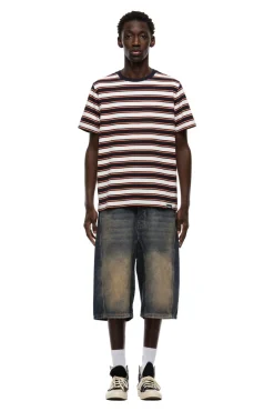 STRIPED TEE BLACK/MANDARIN ORANGE