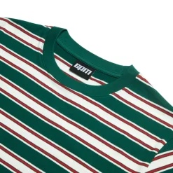 STRIPED TEE DARK GREEN/ ROUGE RED