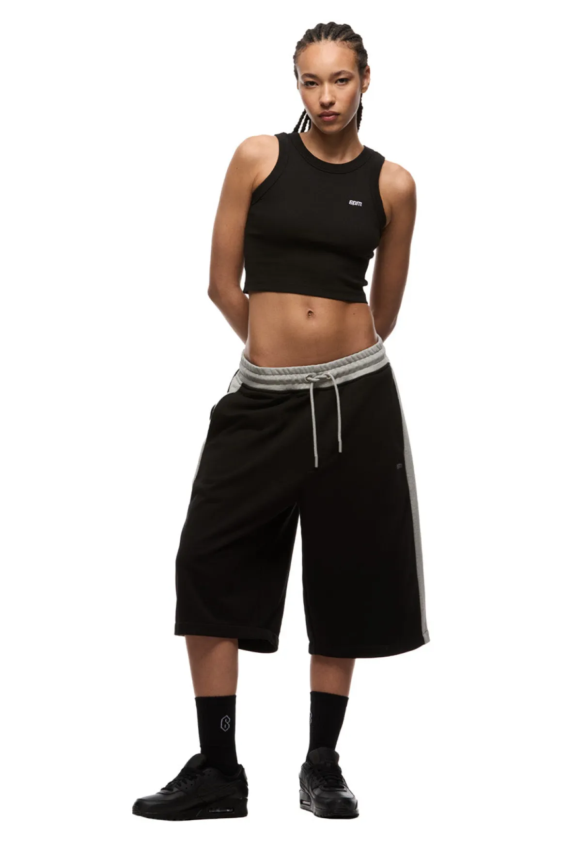 TWO TONE SWEAT SHORTS BLACK