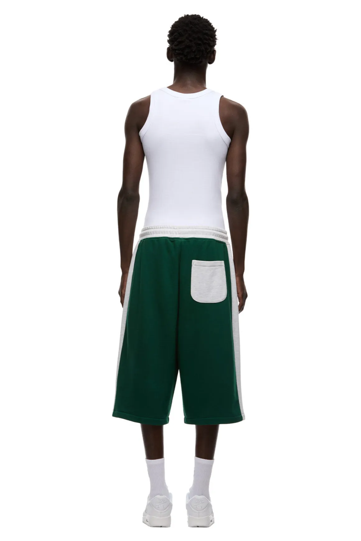 TWO TONE SWEAT SHORTS DARK GREEN