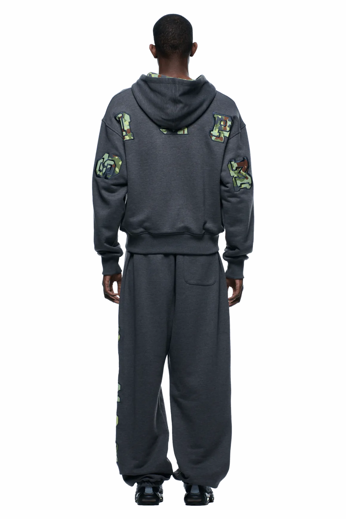 WAFFLE LINED ZIP HOODIE GREY CAMO
