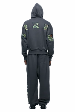 WAFFLE LINED ZIP HOODIE GREY CAMO