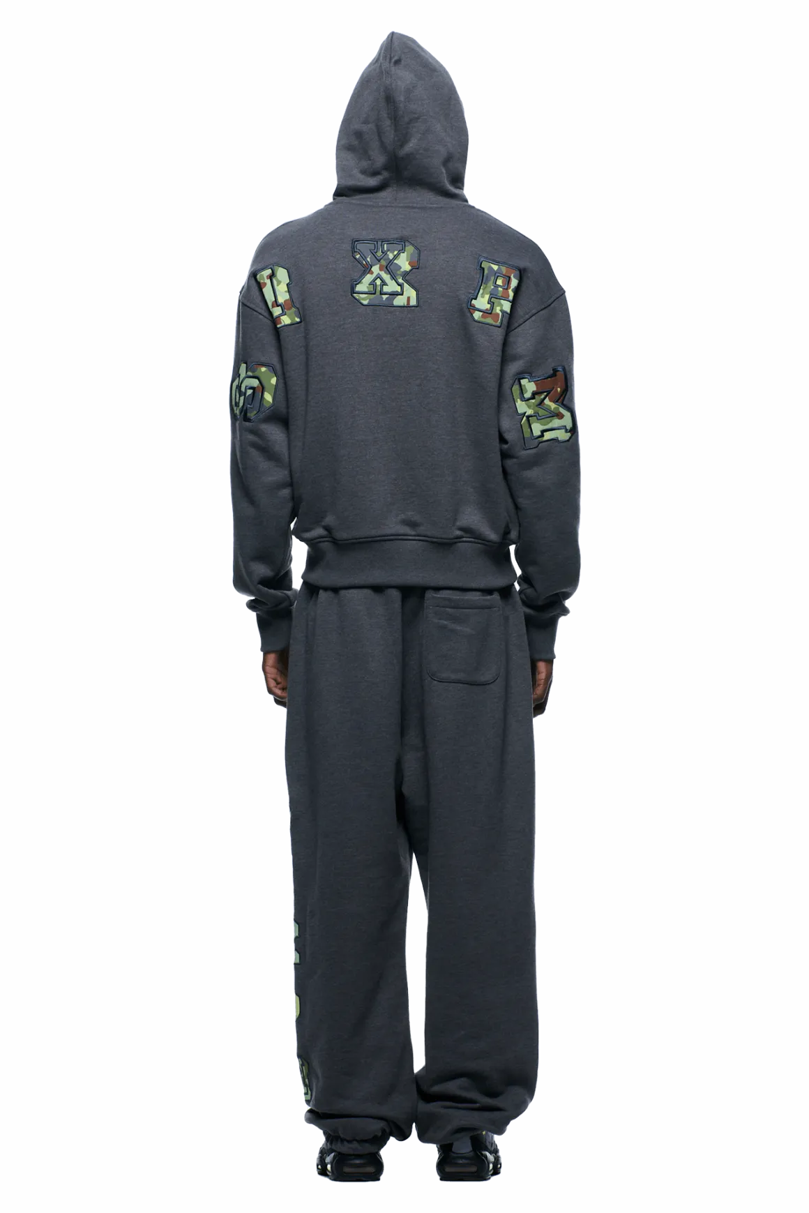 WAFFLE LINED ZIP HOODIE GREY CAMO