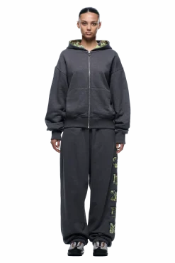 WAFFLE LINED ZIP HOODIE GREY CAMO