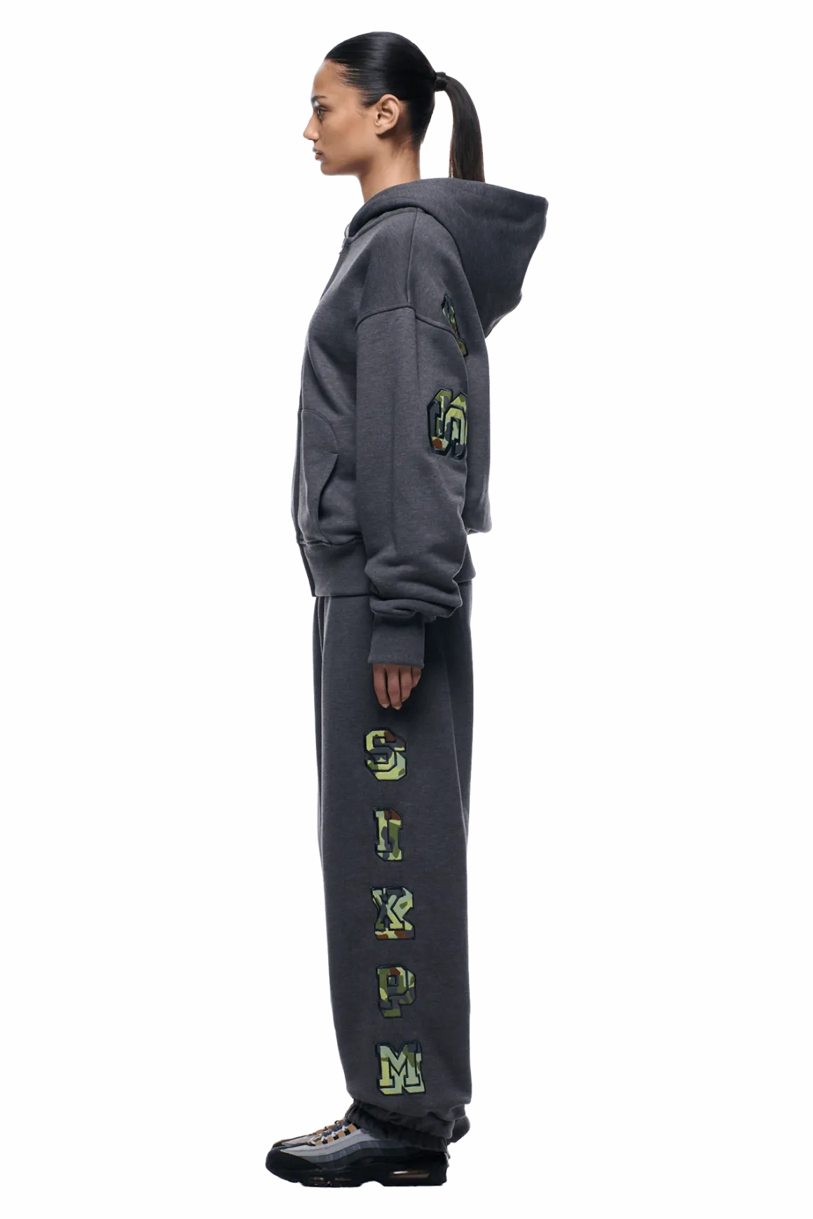 WAFFLE LINED ZIP HOODIE GREY CAMO
