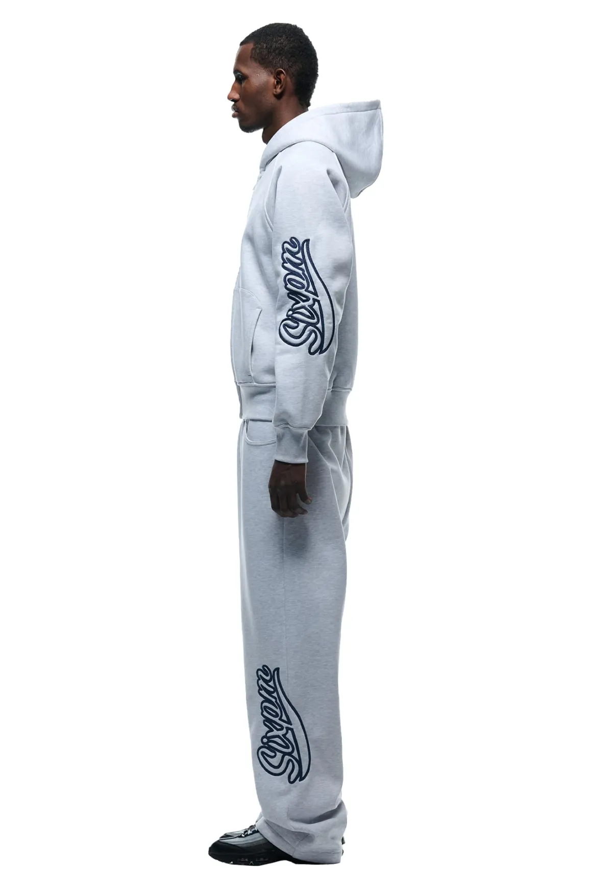 WAVE LOGO ZIP HOODIE LIGHT GREY
