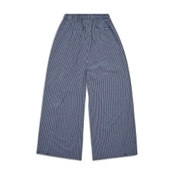 WIDE WOVEN CHECK PANTS DARK NAVY