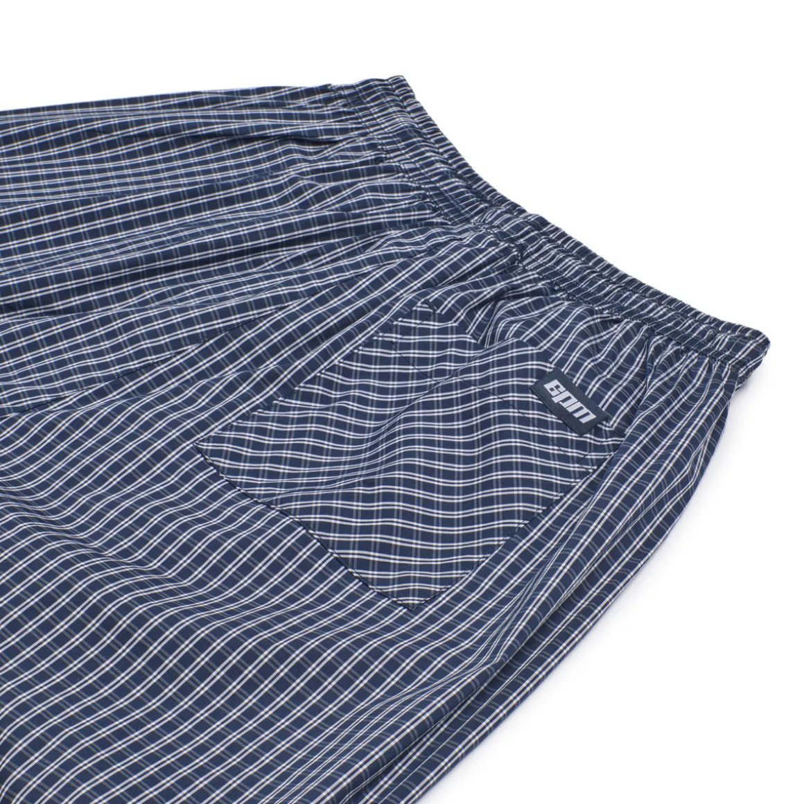 WIDE WOVEN CHECK PANTS DARK NAVY