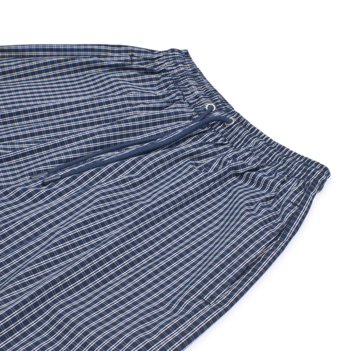 WIDE WOVEN CHECK PANTS DARK NAVY