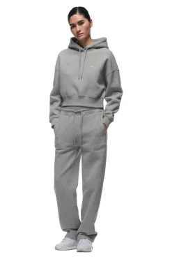 WMNS CROPPED HOODIE GREY MELANGE