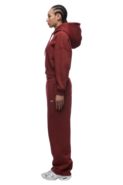 WMNS CROPPED HOODIE WINE RED