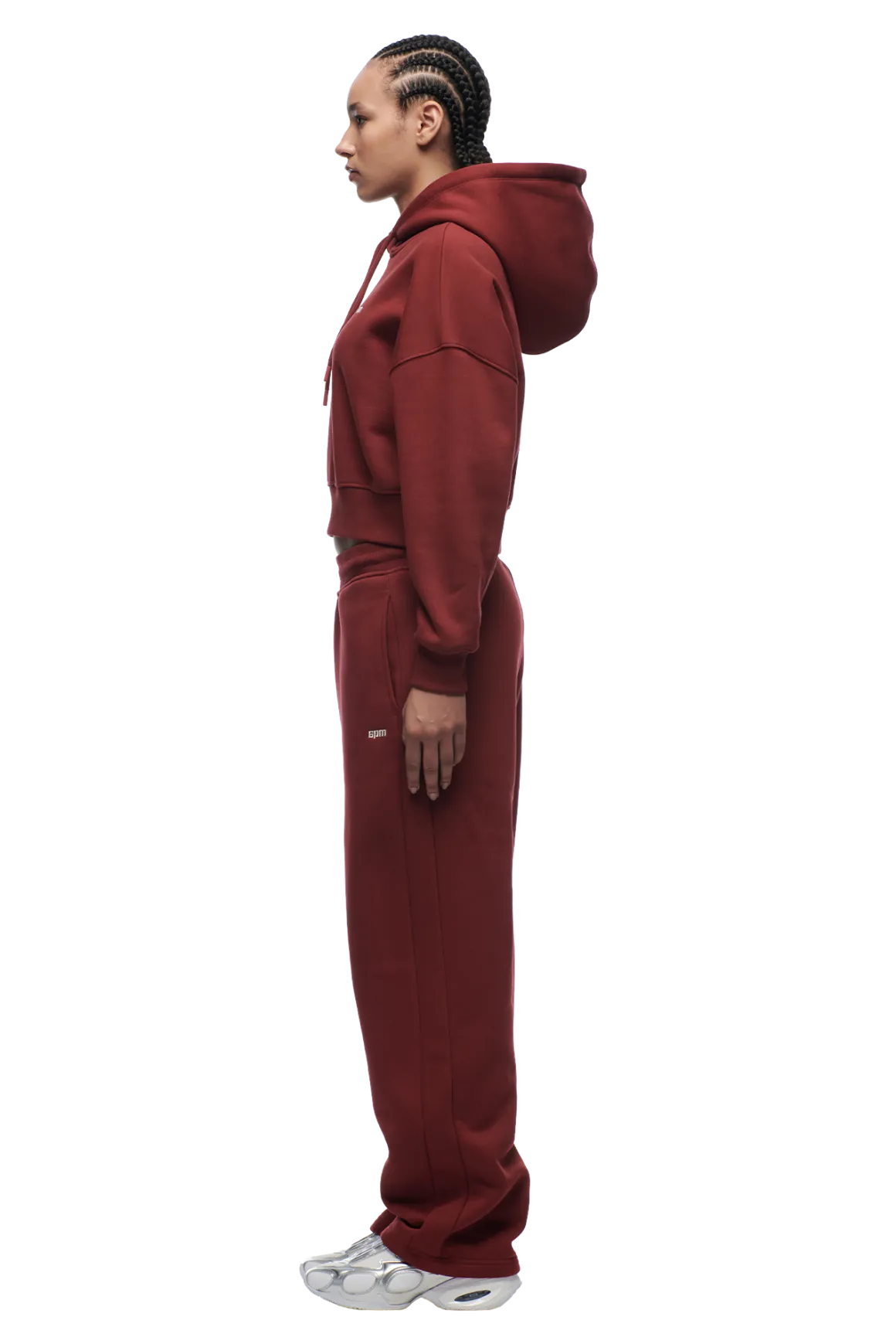 WMNS CROPPED HOODIE WINE RED