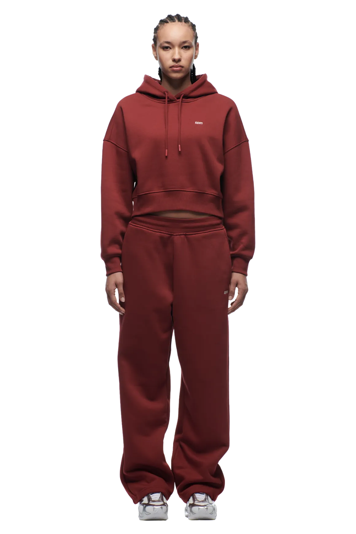 WMNS CROPPED HOODIE WINE RED