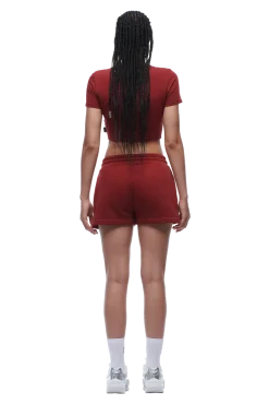 WMNS CROPPED T-SHIRT WINE RED