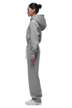 WMNS CROPPED ZIP HOODIE GREY MELANGE