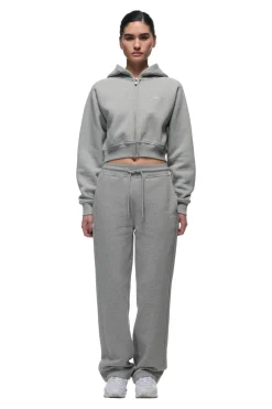 WMNS CROPPED ZIP HOODIE GREY MELANGE