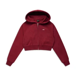 WMNS CROPPED ZIP HOODIE WINE RED