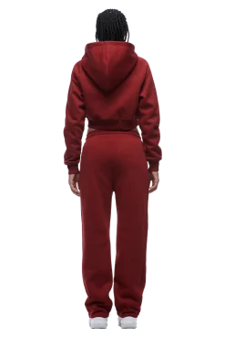 WMNS CROPPED ZIP HOODIE WINE RED