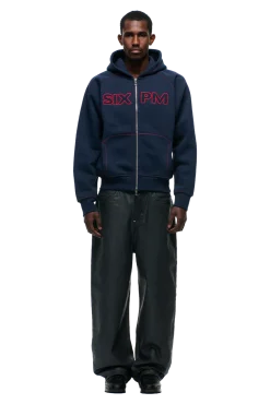 WORDMARK ZIPPER HOODIE MIDNIGHT BLUE