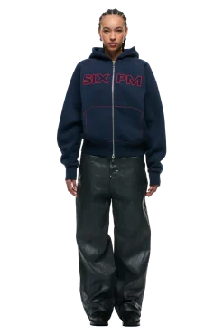 WORDMARK ZIPPER HOODIE MIDNIGHT BLUE