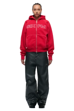WORDMARK ZIPPER HOODIE TOMATO RED