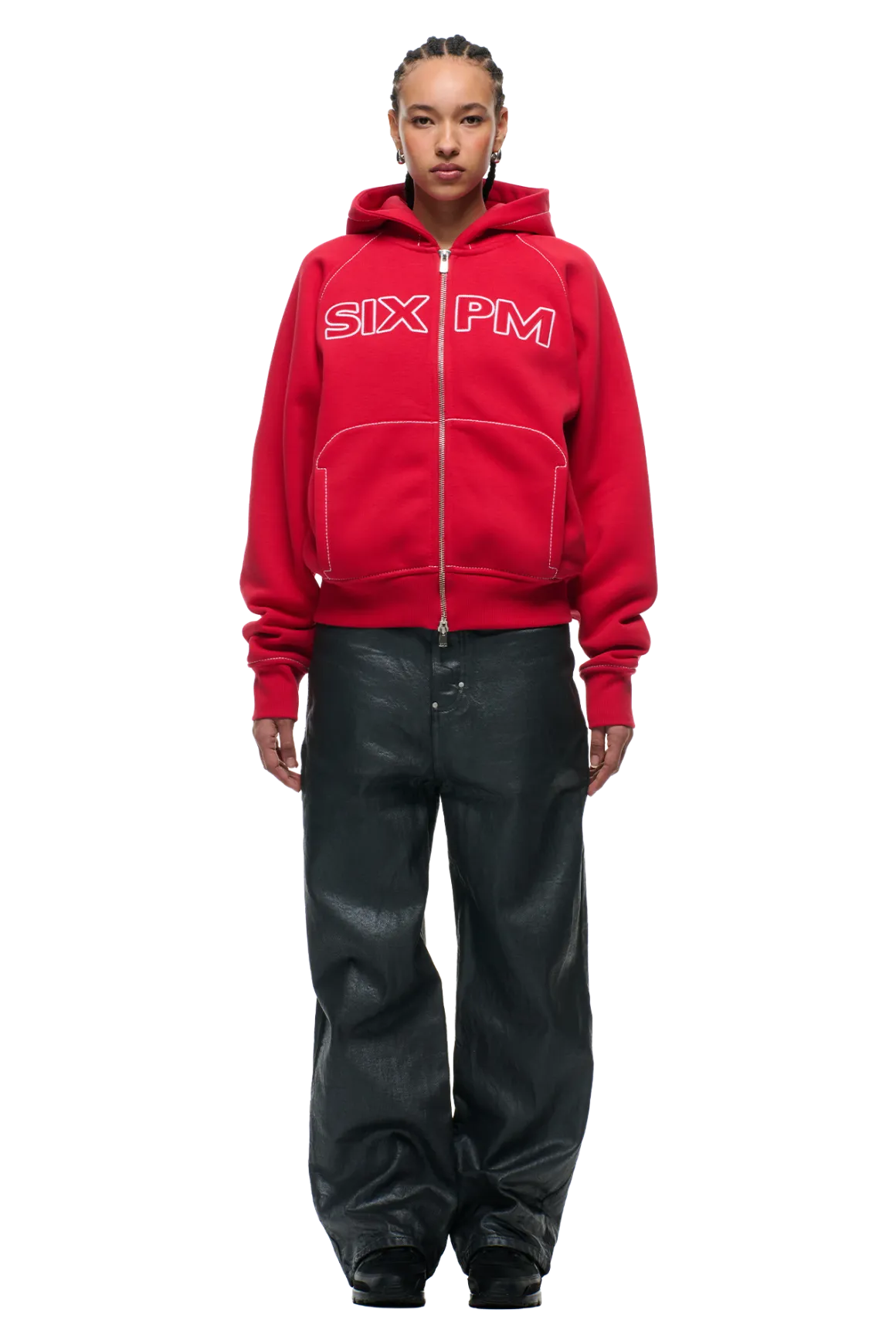 WORDMARK ZIPPER HOODIE TOMATO RED