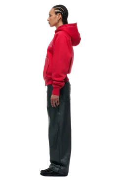 WORDMARK ZIPPER HOODIE TOMATO RED