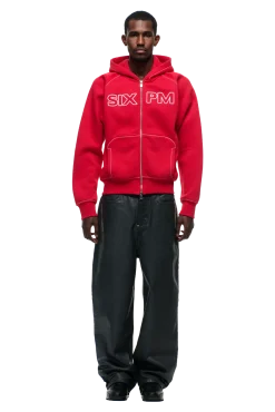 WORDMARK ZIPPER HOODIE TOMATO RED