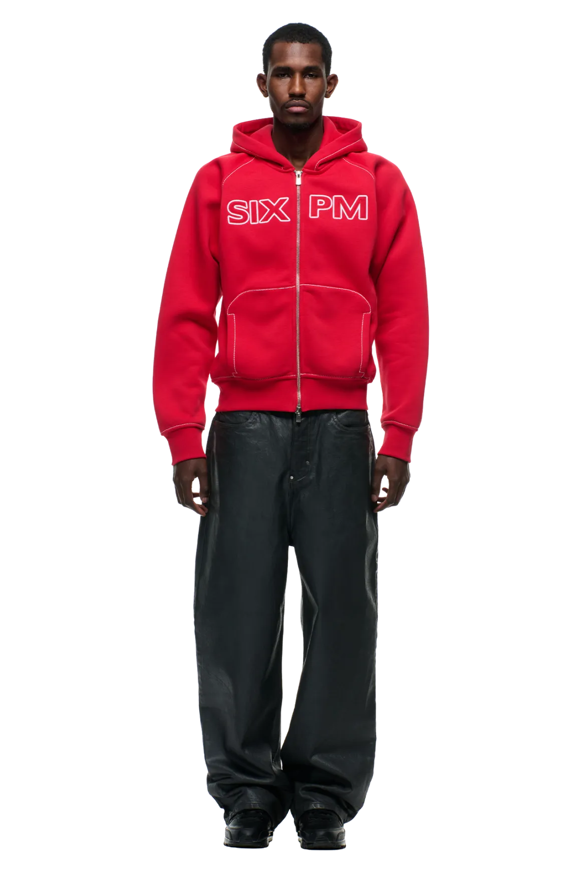 WORDMARK ZIPPER HOODIE TOMATO RED