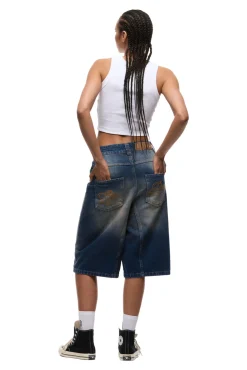 X-TRA WIDE DENIM SHORTS DARK BLUE