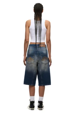 X-TRA WIDE DENIM SHORTS DARK BLUE