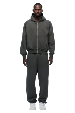 ZIP HOODIE DARK GREY MELANGE